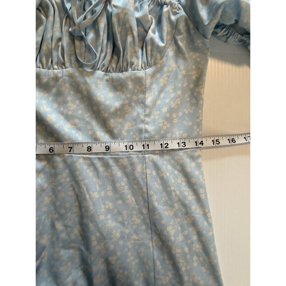 Milkmaid‎ Dress Tallulah Blue White Floral Midi Sz M Cottagecore Peasant Kutumai - Picture 8 of 15
